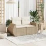 Sofá de jardín con cojines de 2 plazas ratán sintético beige by , Outdoor sofas - Ref: Foro24-366080, Price: 209,43 €, Discou...