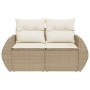 Sofá de jardín con cojines de 2 plazas ratán sintético beige by , Outdoor sofas - Ref: Foro24-366080, Price: 196,30 €, Discou...