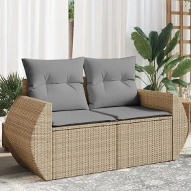 Sofá de jardín con cojines de 2 plazas ratán sintético beige by , Outdoor sofas - Ref: Foro24-366107, Price: 182,40 €, Discou...