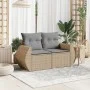 Sofá de jardín con cojines de 2 plazas ratán sintético beige by , Outdoor sofas - Ref: Foro24-366107, Price: 182,40 €, Discou...