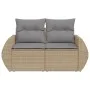 Sofá de jardín con cojines de 2 plazas ratán sintético beige by , Outdoor sofas - Ref: Foro24-366107, Price: 182,40 €, Discou...