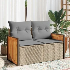 Sofá de jardín con cojines de 2 plazas ratán sintético beige by , Outdoor sofas - Ref: Foro24-366111, Price: 177,95 €, Discou...