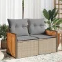 Sofá de jardín con cojines de 2 plazas ratán sintético beige by , Outdoor sofas - Ref: Foro24-366111, Price: 177,95 €, Discou...