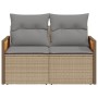 Sofá de jardín con cojines de 2 plazas ratán sintético beige by , Outdoor sofas - Ref: Foro24-366111, Price: 157,23 €, Discou...