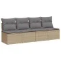 Sofá de jardín de 4 plazas con cojines ratán sintético beige by , Outdoor sofas - Ref: Foro24-366089, Price: 221,53 €, Discou...