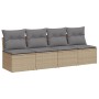 Sofá de jardín de 4 plazas con cojines ratán sintético beige by , Outdoor sofas - Ref: Foro24-366089, Price: 203,91 €, Discou...
