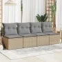 Sofá de jardín de 4 plazas con cojines ratán sintético beige by , Outdoor sofas - Ref: Foro24-366089, Price: 221,53 €, Discou...