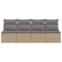 Sofá de jardín de 4 plazas con cojines ratán sintético beige by , Outdoor sofas - Ref: Foro24-366089, Price: 203,91 €, Discou...