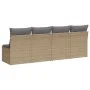 Sofá de jardín de 4 plazas con cojines ratán sintético beige by , Outdoor sofas - Ref: Foro24-366089, Price: 221,53 €, Discou...