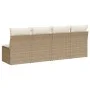 4-Sitzer-Gartensofa mit beigen Polstern aus synthetischem Rattan von , Outdoor-Sofas - Ref: Foro24-366054, Preis: 236,83 €, R...