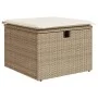 Gartenhocker mit beigem Kissen aus synthetischem Rattan 55x55x37cm. von , Hocker für den Außenbereich - Ref: Foro24-366056, P...