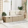 Gartenhocker mit beigem Kissen aus synthetischem Rattan 55x55x37cm. von , Hocker für den Außenbereich - Ref: Foro24-366056, P...