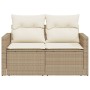 Sofá de jardín con cojines de 2 plazas ratán sintético beige by , Outdoor sofas - Ref: Foro24-366061, Price: 168,15 €, Discou...