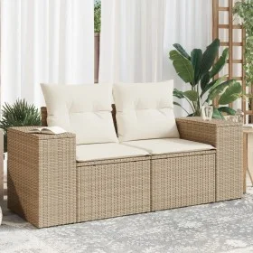 Sofá de jardín con cojines de 2 plazas ratán sintético beige by , Outdoor sofas - Ref: Foro24-366063, Price: 189,74 €, Discou...