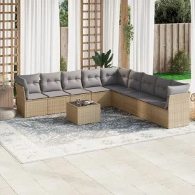 Garden sofa set with beige cushions 10 pieces synthetic rattan by , Garden sets - Ref: Foro24-3217789, Price: 608,90 €, Disco...