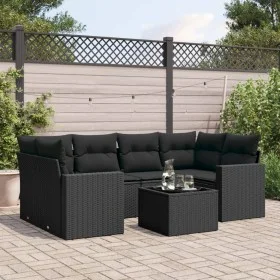 7-piece garden dining set and black synthetic rattan cushions by , Modular outdoor sofas - Ref: Foro24-3251052, Price: 490,27...