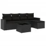 6-teiliges Gartensofa-Set und schwarze synthetische Rattankissen von , Modulare Sofas für den Außenbereich - Ref: Foro24-3251...