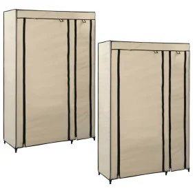 Faltbare Schränke, 2 Stück aus cremefarbenem Stoff, 110x45x175 cm. von vidaXL, Kleiderschränke - Ref: Foro24-282424, Preis: 8...