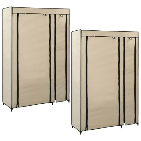 Faltbare Schränke, 2 Stück aus cremefarbenem Stoff, 110x45x175 cm. von vidaXL, Kleiderschränke - Ref: Foro24-282424, Preis: 7...