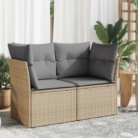 2-seater garden sofa with cushions, beige synthetic rattan by , Outdoor sofas - Ref: Foro24-366087, Price: 136,83 €, Discount: %
