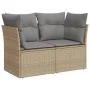 2-seater garden sofa with cushions, beige synthetic rattan by , Outdoor sofas - Ref: Foro24-366087, Price: 136,83 €, Discount: %