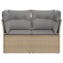 2-seater garden sofa with cushions, beige synthetic rattan by , Outdoor sofas - Ref: Foro24-366087, Price: 136,25 €, Discount: %