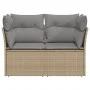 2-seater garden sofa with cushions, beige synthetic rattan by , Outdoor sofas - Ref: Foro24-366087, Price: 136,83 €, Discount: %