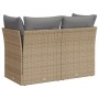 2-seater garden sofa with cushions, beige synthetic rattan by , Outdoor sofas - Ref: Foro24-366087, Price: 136,25 €, Discount: %