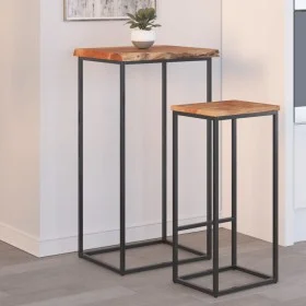 Solid acacia wood side table natural edge 40x40x2.5 cm by , Side tables - Ref: Foro24-370606, Price: 28,62 €, Discount: %