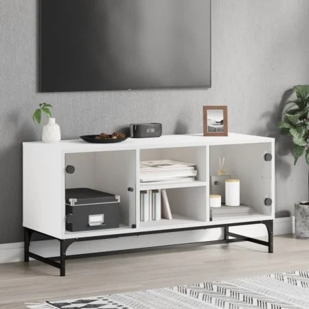 TV-Schrank mit weißen Glastüren 102x37x50 cm von , TV-Möbel - Ref: Foro24-836532, Preis: 49,42 €, Rabatt: %