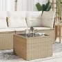 Garden table glass surface PE rattan beige 55x55x37 cm by , Garden tables - Ref: Foro24-366058, Price: 61,75 €, Discount: %