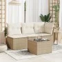 Garden table glass surface PE rattan beige 55x55x37 cm by , Garden tables - Ref: Foro24-366058, Price: 61,75 €, Discount: %