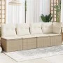 Sofá de jardín de 4 plazas con cojines ratán sintético beige de , Sofás de exterior - Ref: Foro24-366053, Precio: 252,87 €, D...