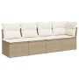 4-seater garden sofa with beige synthetic rattan cushions by , Outdoor sofas - Ref: Foro24-366053, Price: 243,50 €, Discount: %