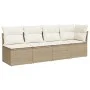 4-seater garden sofa with beige synthetic rattan cushions by , Outdoor sofas - Ref: Foro24-366053, Price: 252,76 €, Discount: %