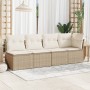 4-Sitzer-Gartensofa mit beigen synthetischen Rattankissen von , Outdoor-Sofas - Ref: Foro24-366053, Preis: 243,88 €, Rabatt: %