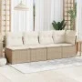 Sofá de jardín de 4 plazas con cojines ratán sintético beige de , Sofás de exterior - Ref: Foro24-366053, Precio: 252,87 €, D...
