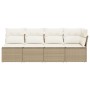 4-Sitzer-Gartensofa mit beigen synthetischen Rattankissen von , Outdoor-Sofas - Ref: Foro24-366053, Preis: 243,88 €, Rabatt: %