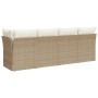 4-Sitzer-Gartensofa mit beigen synthetischen Rattankissen von , Outdoor-Sofas - Ref: Foro24-366053, Preis: 243,88 €, Rabatt: %