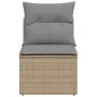 Sofá de jardín sin reposabrazos con cojines ratán PE beige de , Sofás de exterior - Ref: Foro24-366100, Precio: 57,91 €, Desc...