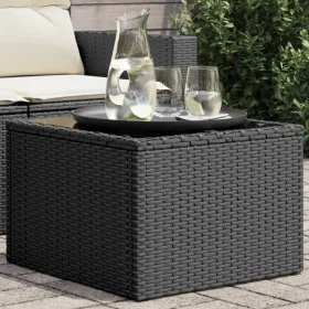 Garden table glass surface PE rattan black 55x55x37 cm by , Garden tables - Ref: Foro24-365969, Price: 61,03 €, Discount: %