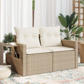 2-Sitzer-Gartensofa mit Kissen, beiges synthetisches Rattan von , Outdoor-Sofas - Ref: Foro24-366079, Preis: 193,93 €, Rabatt: %