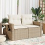2-Sitzer-Gartensofa mit Kissen, beiges synthetisches Rattan von , Outdoor-Sofas - Ref: Foro24-366079, Preis: 193,78 €, Rabatt: %