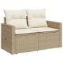 2-seater garden sofa with cushions, beige synthetic rattan by , Outdoor sofas - Ref: Foro24-366079, Price: 210,99 €, Discount: %