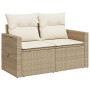 2-Sitzer-Gartensofa mit Kissen, beiges synthetisches Rattan von , Outdoor-Sofas - Ref: Foro24-366079, Preis: 193,78 €, Rabatt: %