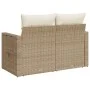 2-seater garden sofa with cushions, beige synthetic rattan by , Outdoor sofas - Ref: Foro24-366079, Price: 210,99 €, Discount: %