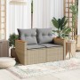 2-seater garden sofa with cushions, beige synthetic rattan by , Outdoor sofas - Ref: Foro24-366109, Price: 154,40 €, Discount: %