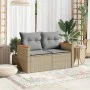 2-seater garden sofa with cushions, beige synthetic rattan by , Outdoor sofas - Ref: Foro24-366109, Price: 162,88 €, Discount: %