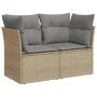 2-seater garden sofa with cushions, beige synthetic rattan by , Outdoor sofas - Ref: Foro24-366102, Price: 154,75 €, Discount: %