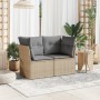 2-Sitzer-Gartensofa mit Kissen, beiges synthetisches Rattan von , Outdoor-Sofas - Ref: Foro24-366102, Preis: 156,92 €, Rabatt: %